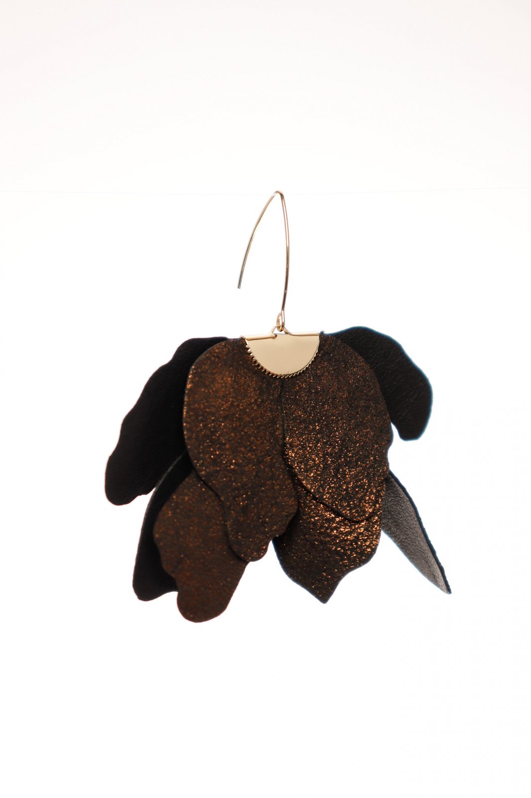 Cercei floare mare - Negru + Cupru