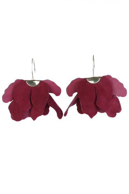 Cercei floare mare - Grena / Burgundy