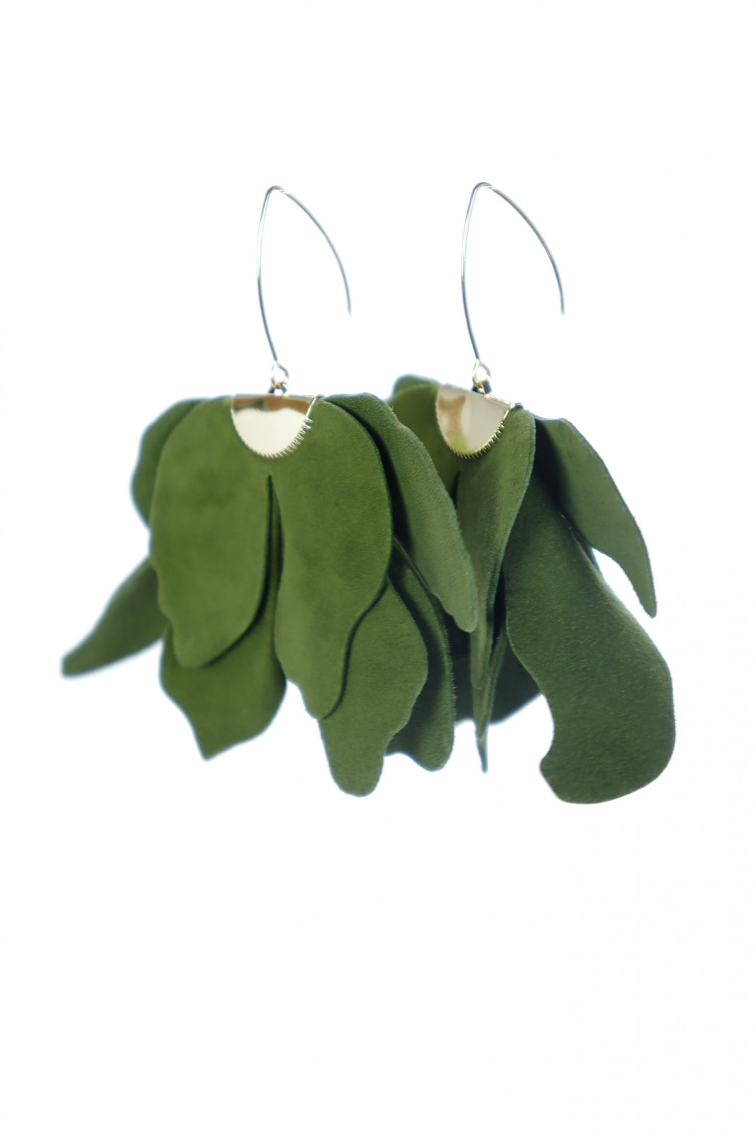 Large flower earrings - Olive green