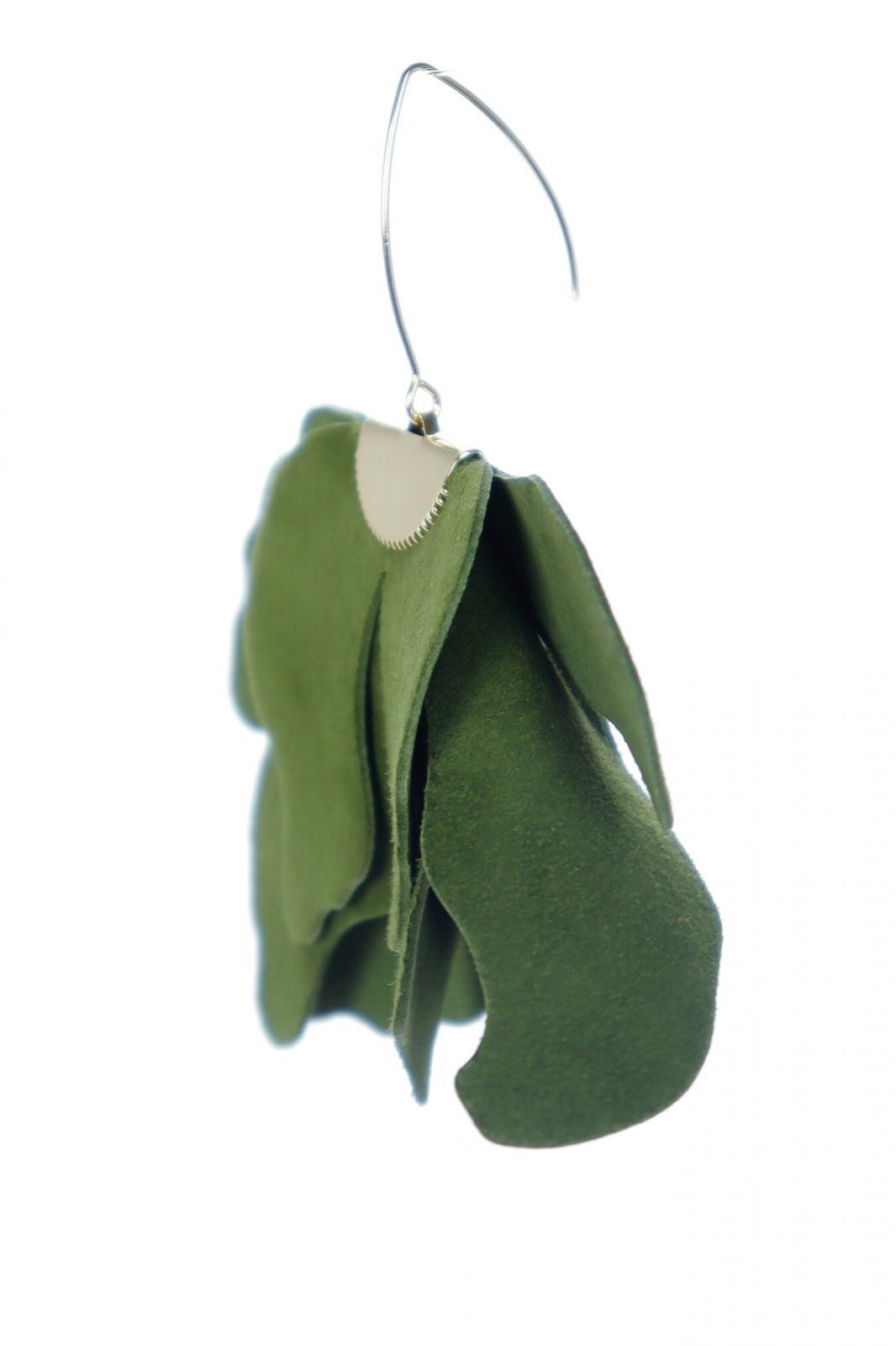 Large flower earrings - Olive green