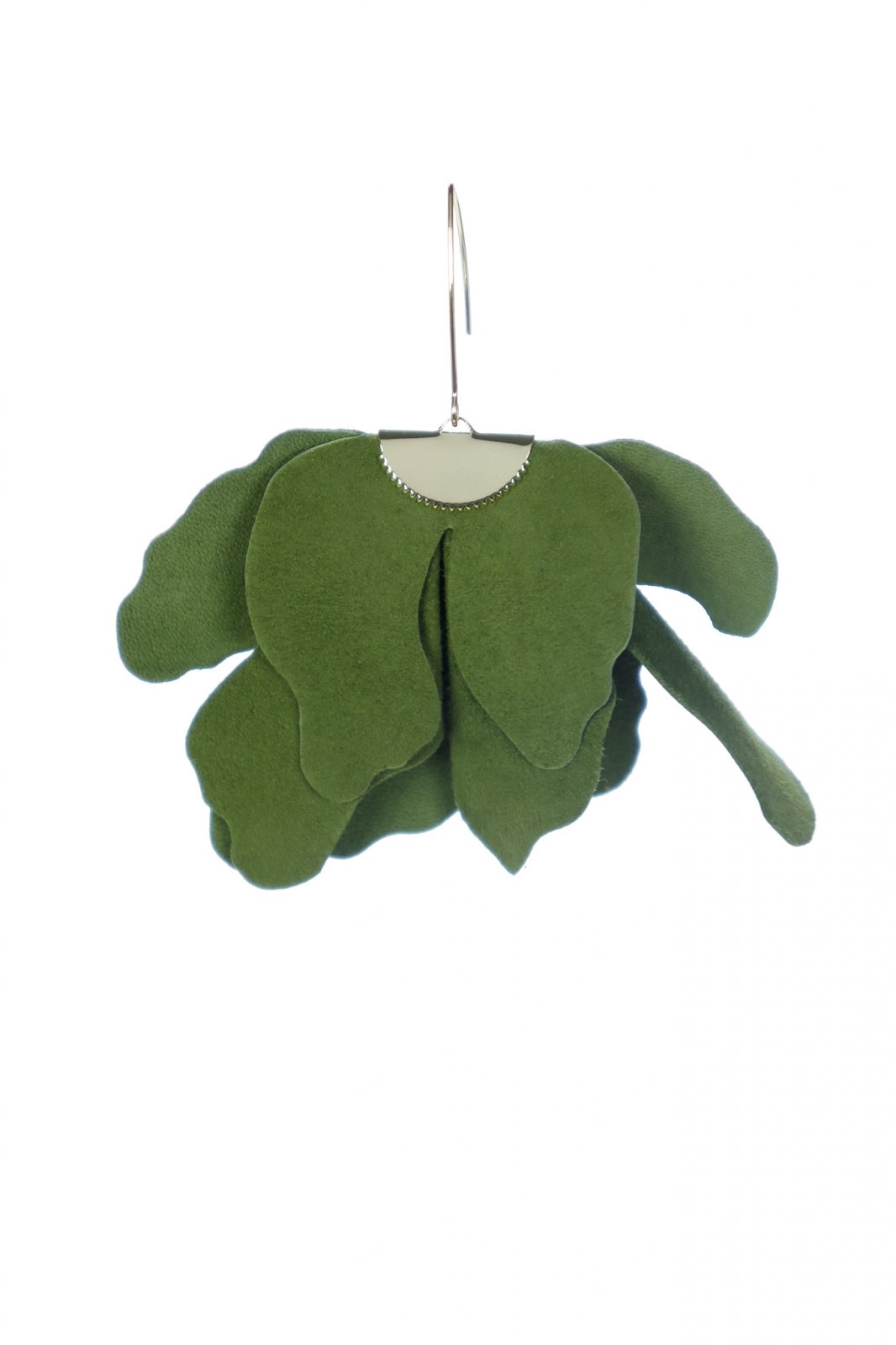 Large flower earrings - Olive green