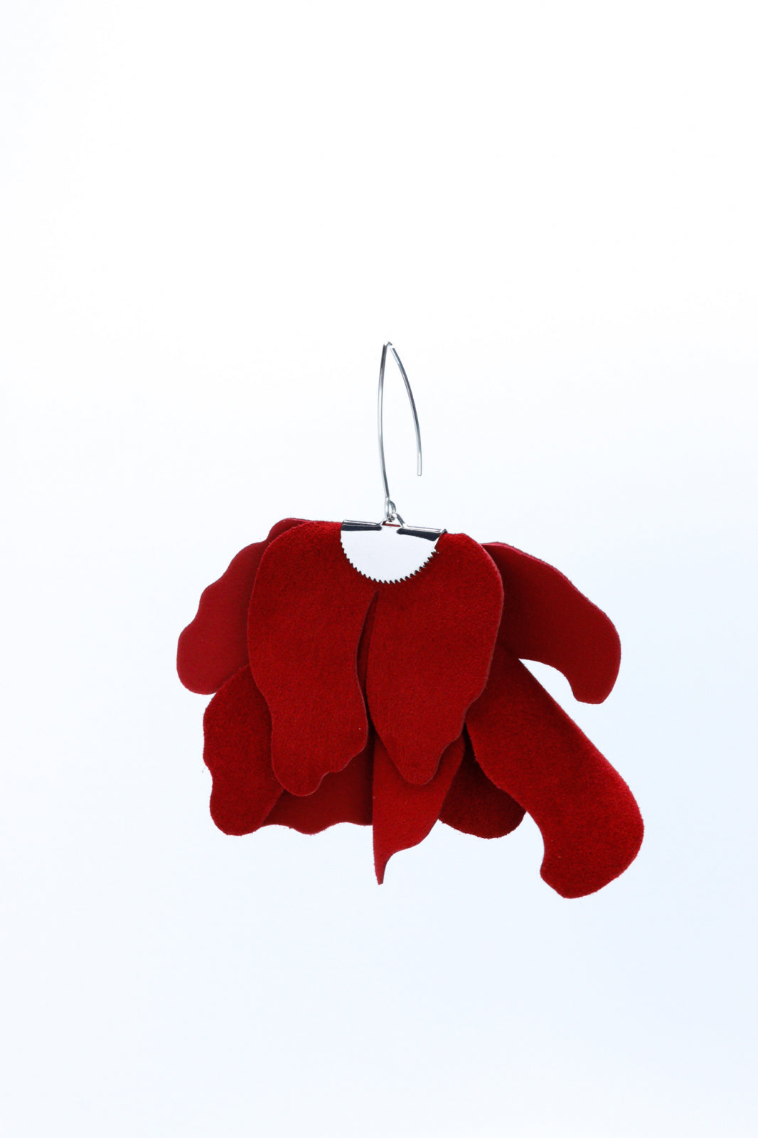Large flower earrings - Deep red