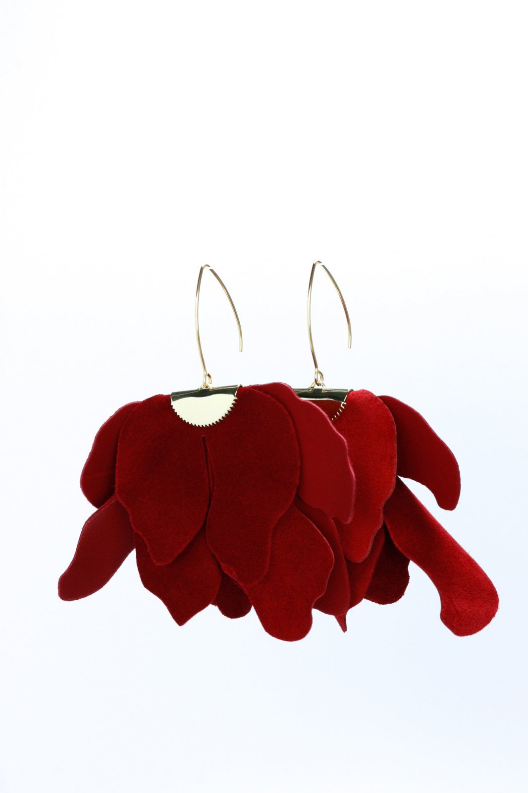 Large flower earrings - Deep red