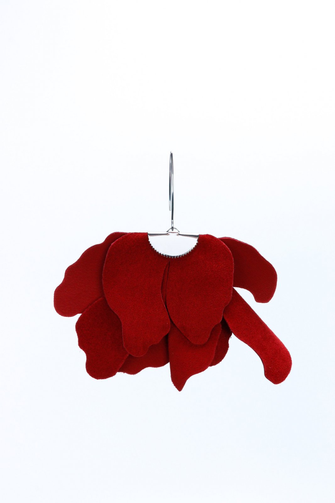 Large flower earrings - Deep red