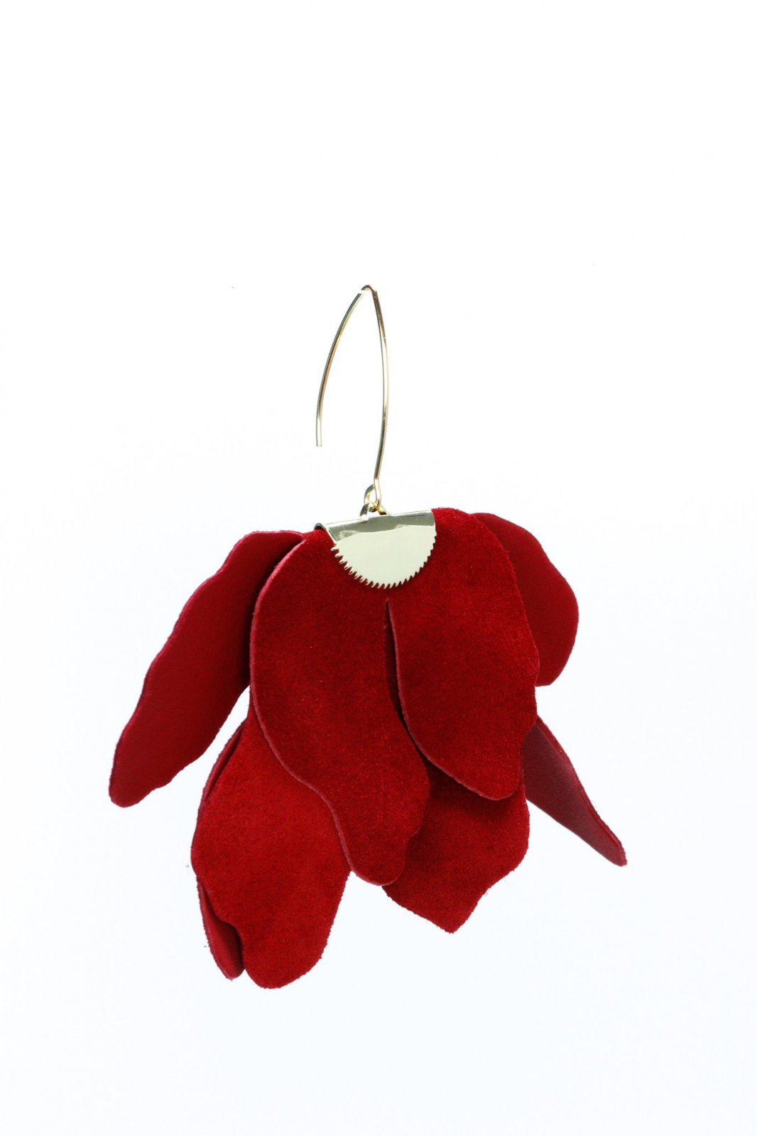 Large flower earrings - Deep red