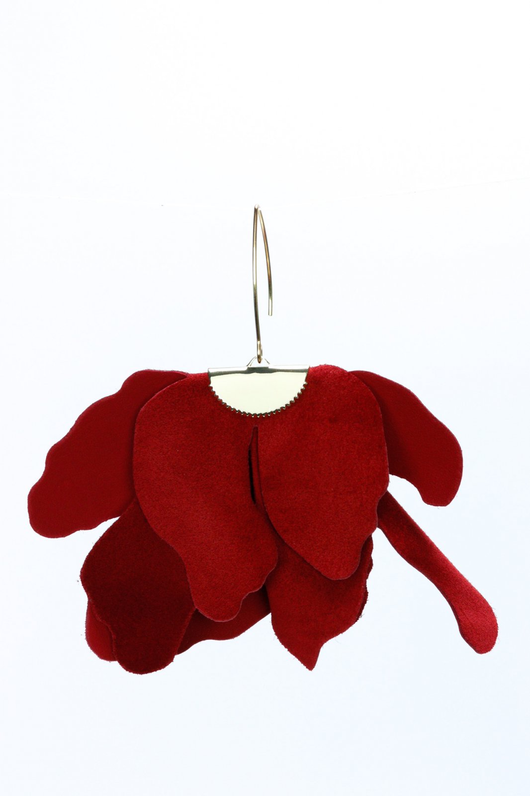 Large flower earrings - Deep red