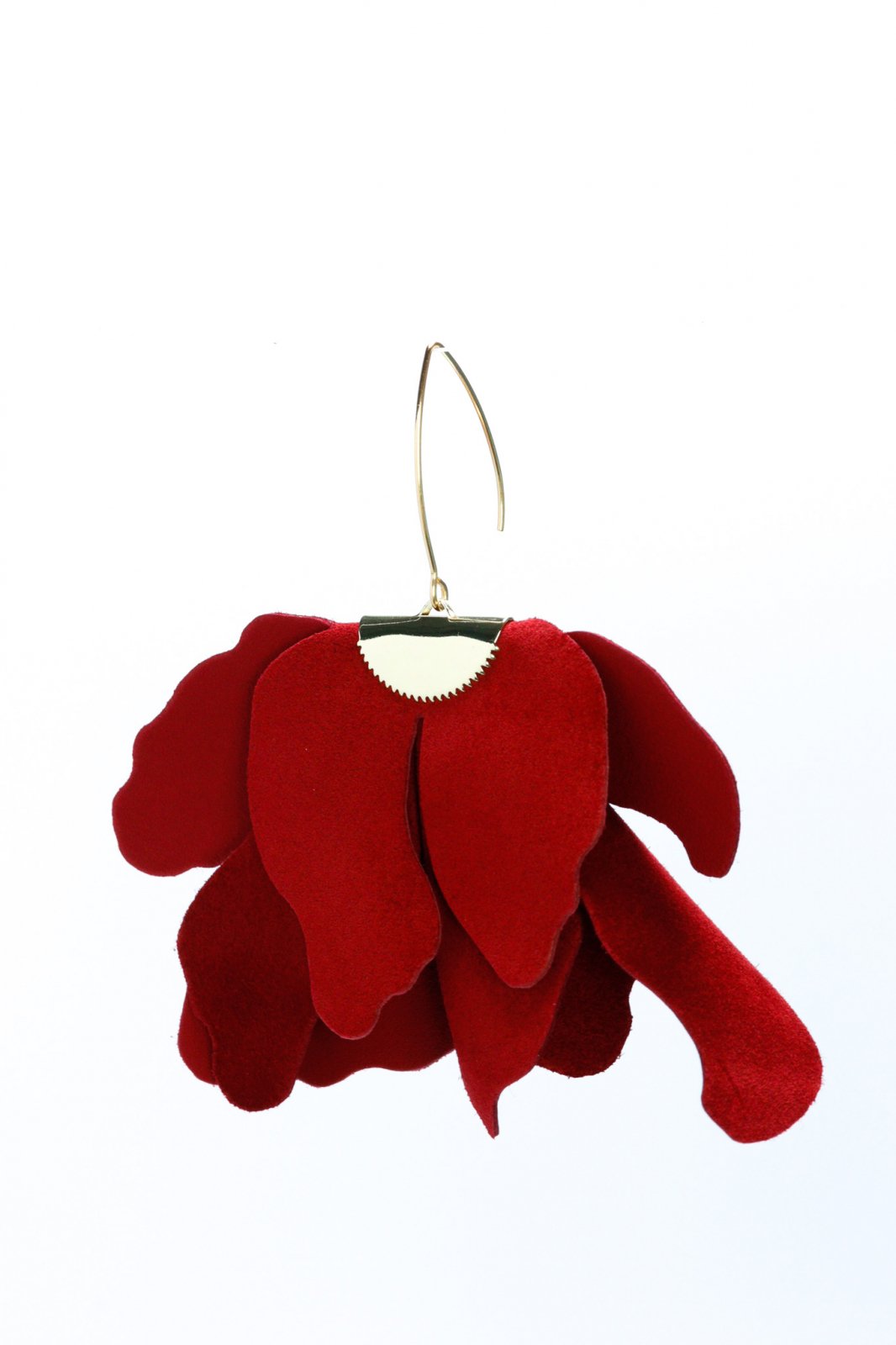 Large flower earrings - Deep red