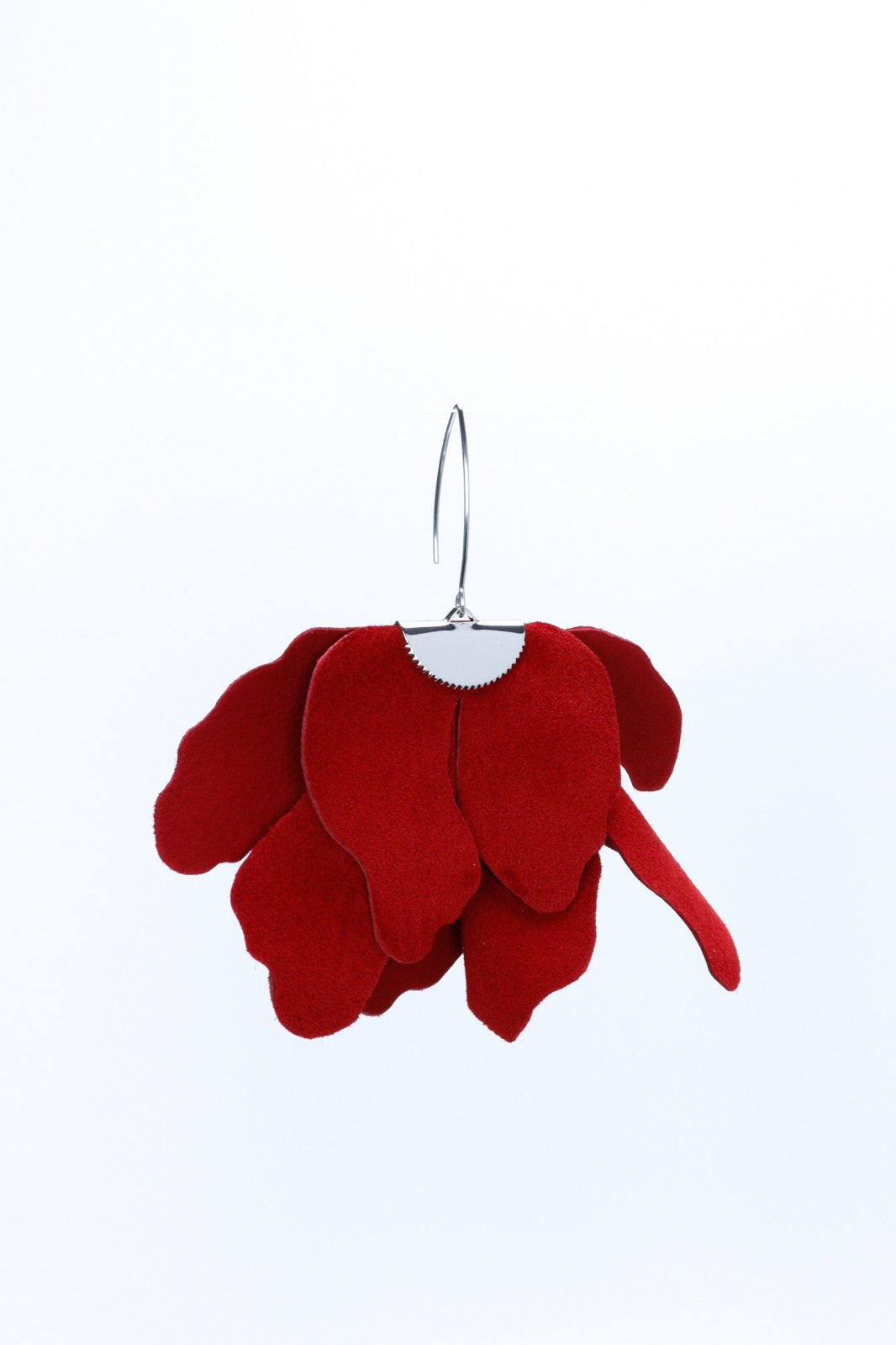Large flower earrings - Deep red
