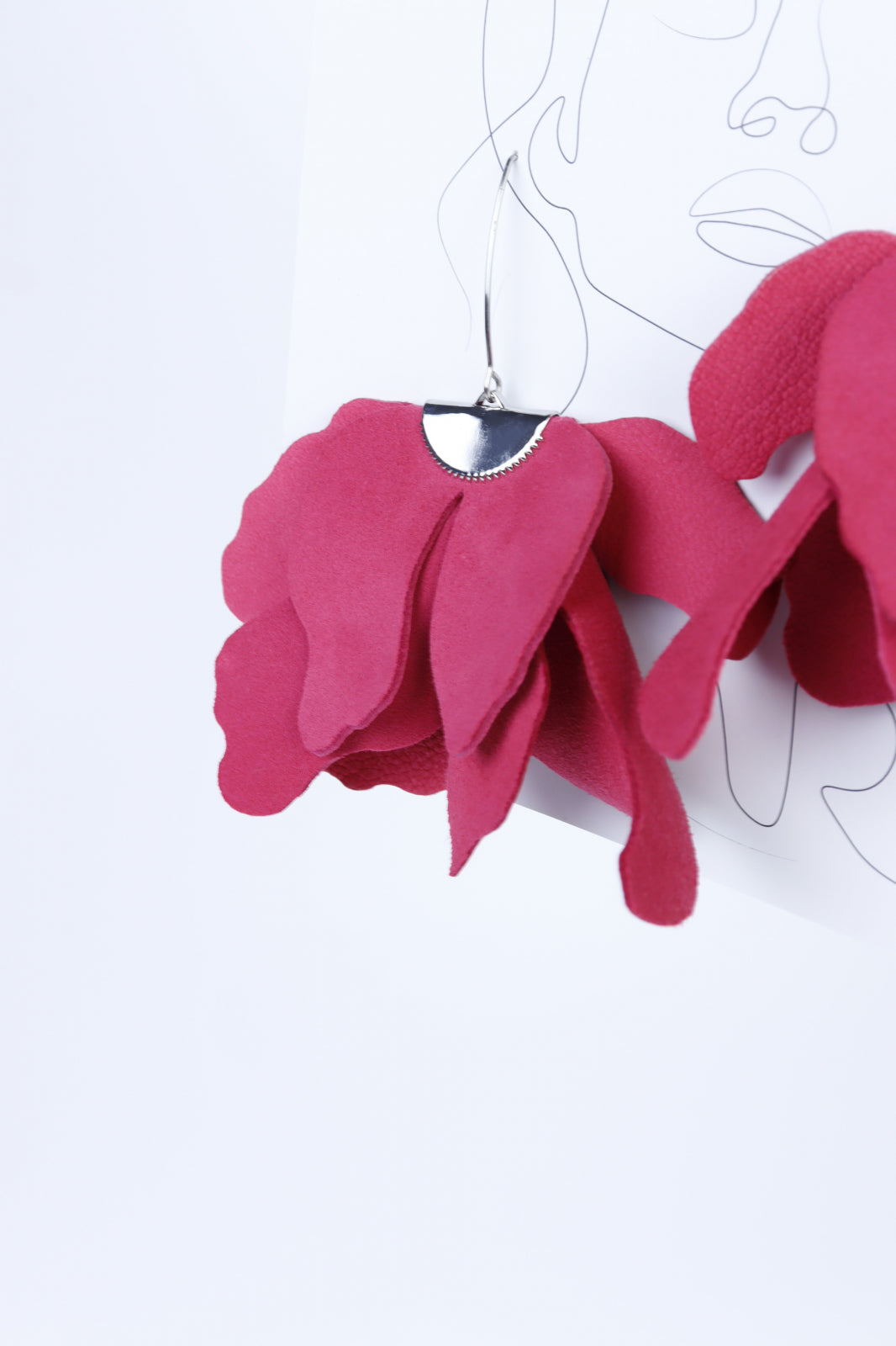 Large flower earrings - Raspberry