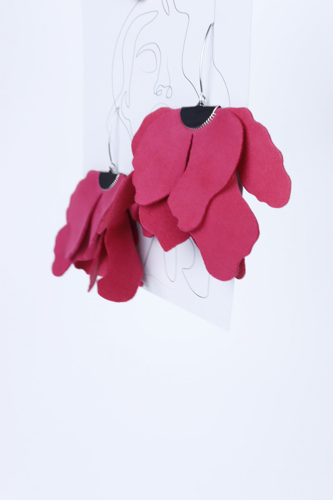 Large flower earrings - Raspberry