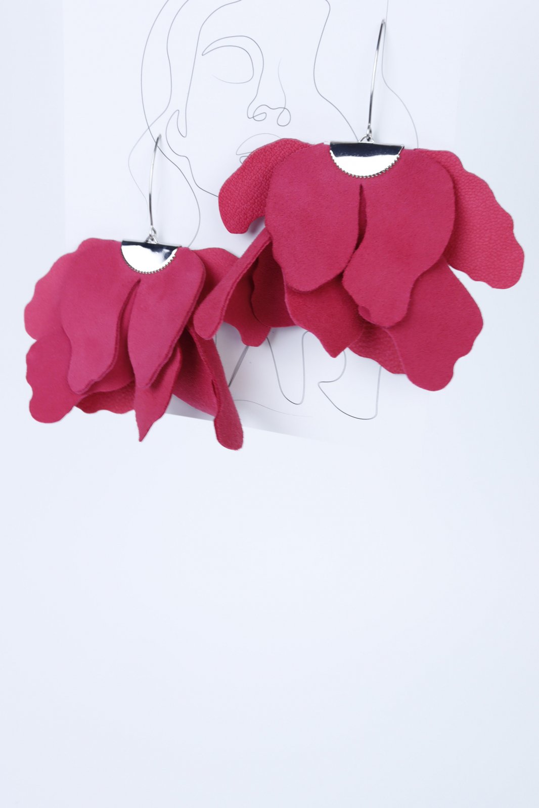 Large flower earrings - Raspberry