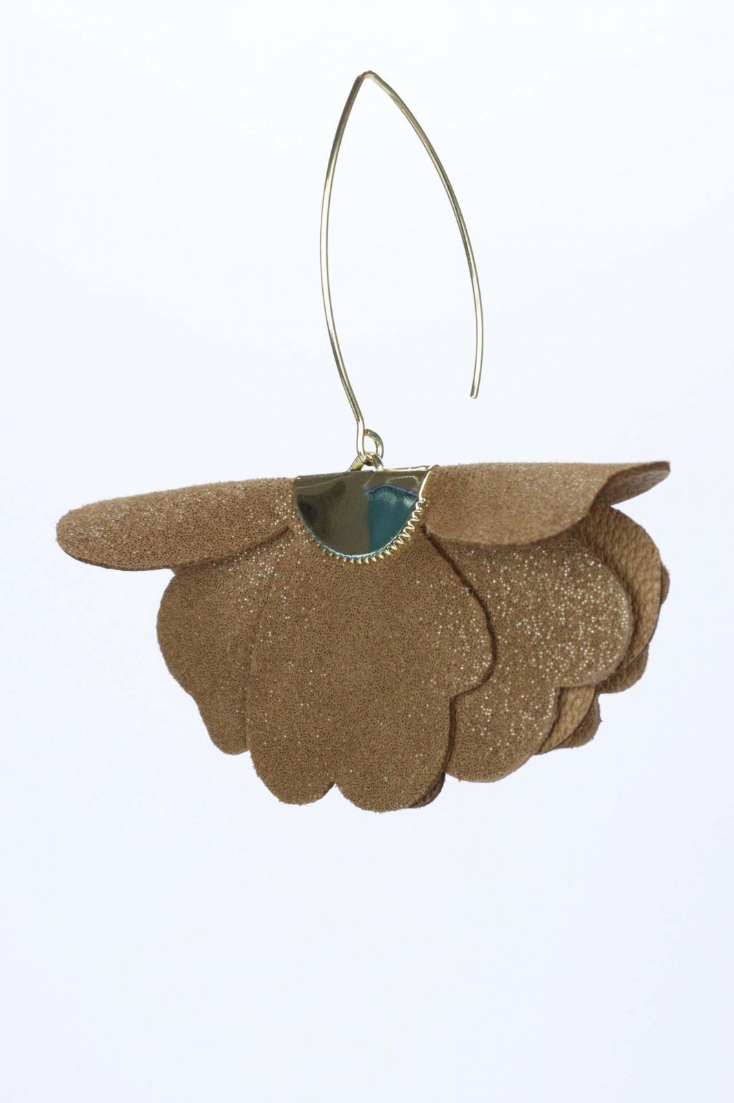 Small flower earrings - Brown with glitter