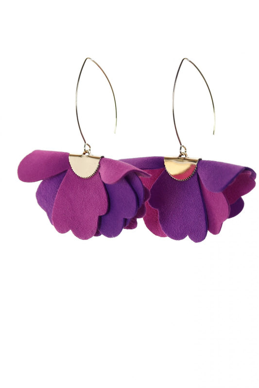 Cercei floare mica - Duo mov si violet