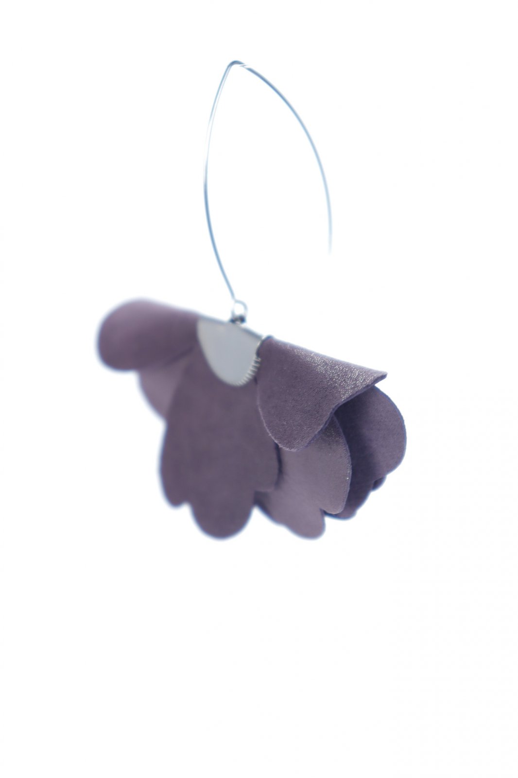 Small flower earrings - Lilac with glitter