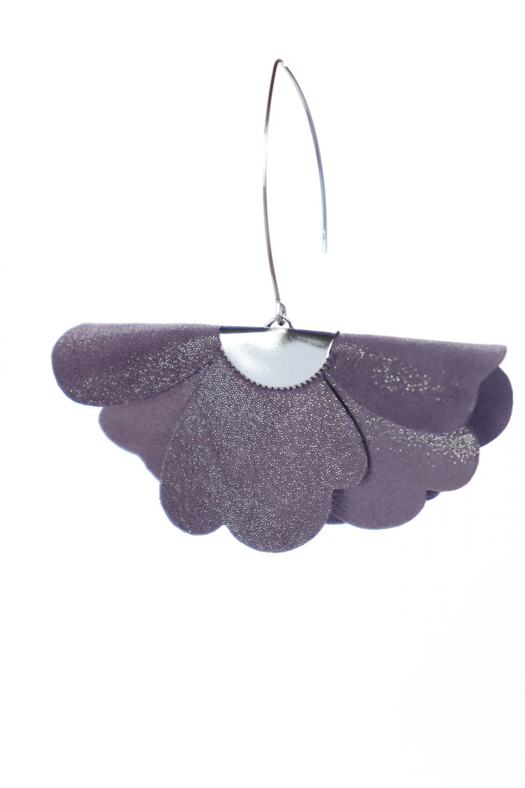 Small flower earrings - Lilac with glitter