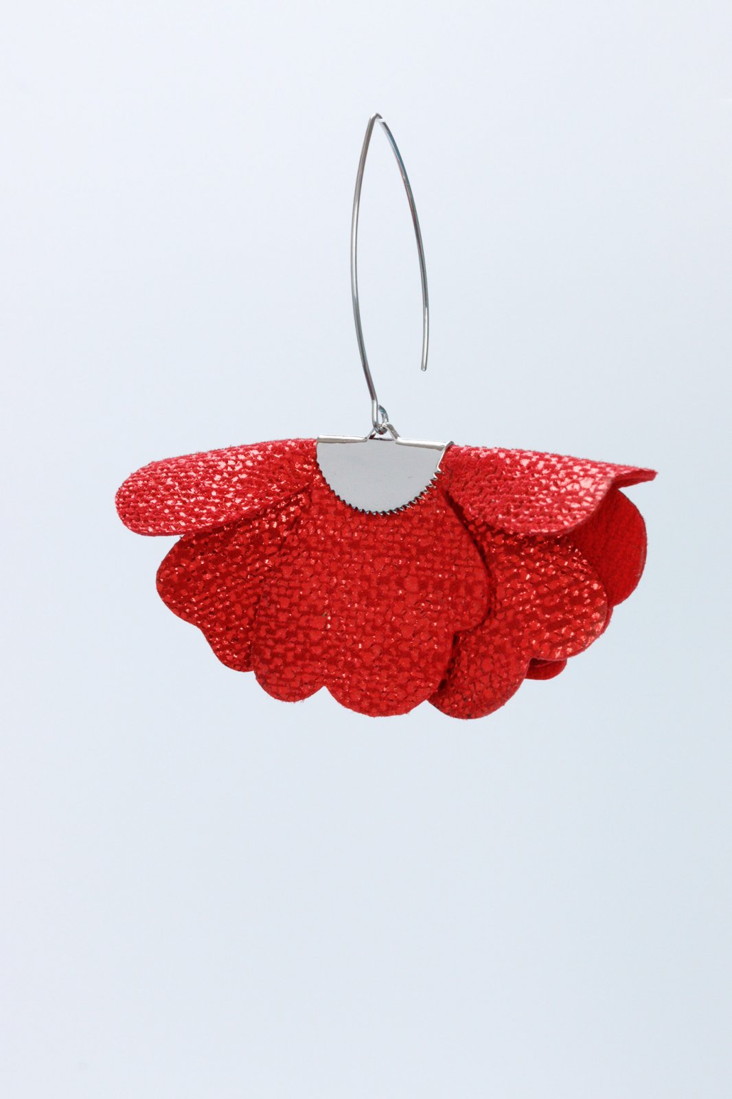 Small flower earrings - Red with glitter