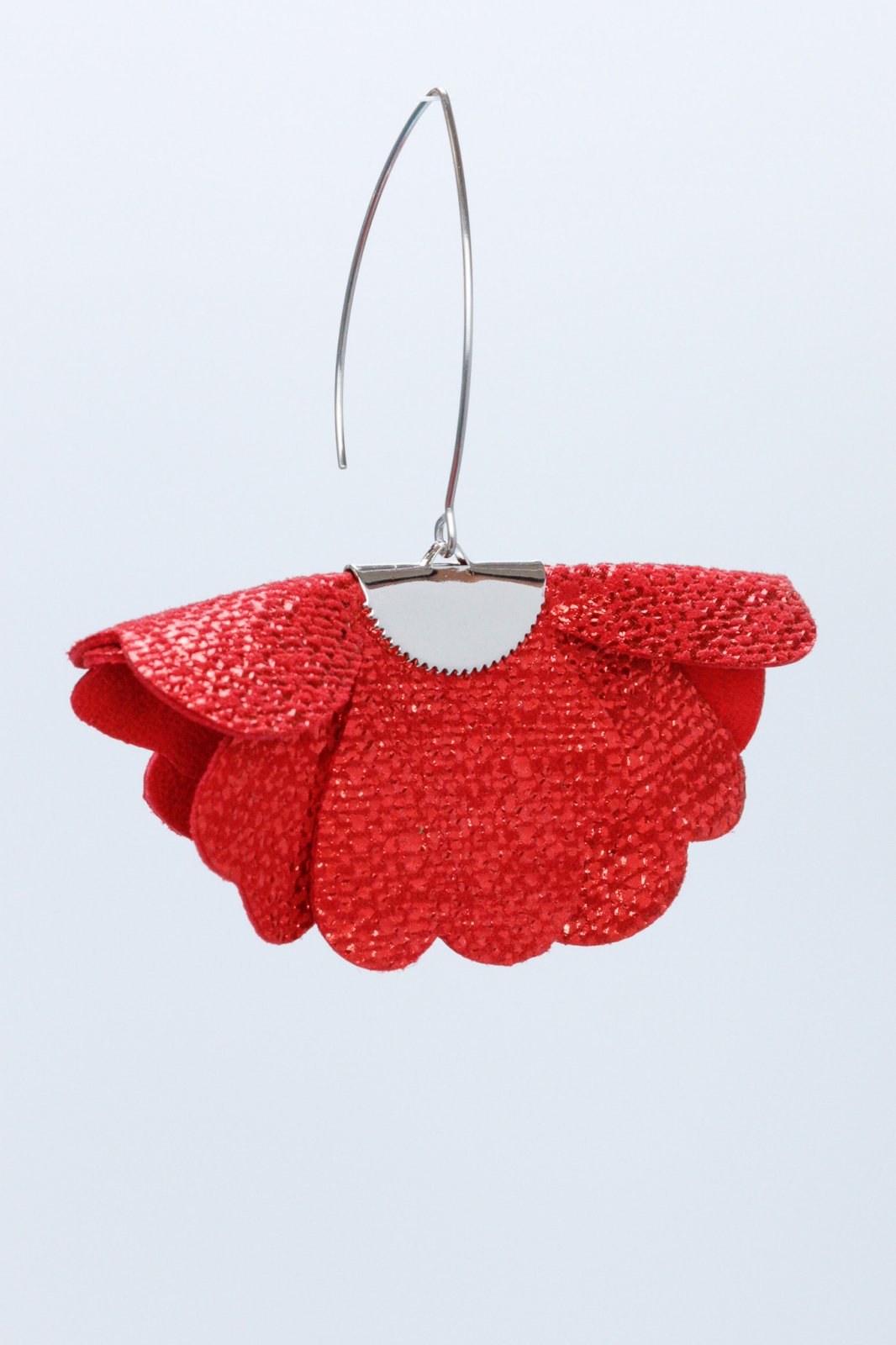 Small flower earrings - Red with glitter
