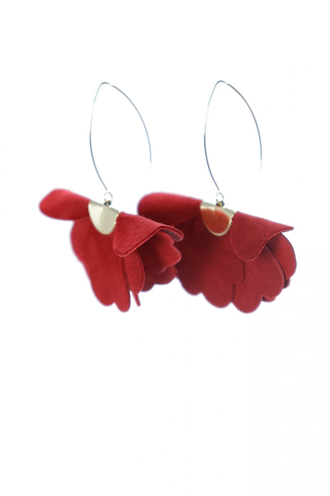 Small flower earrings - Autumn red