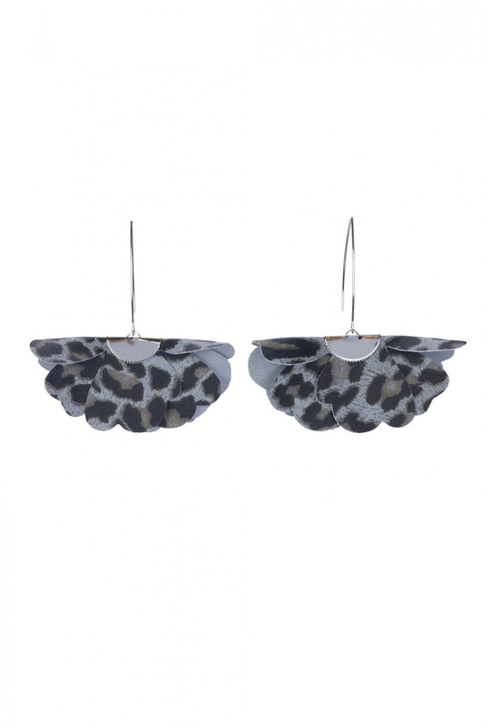 Cercei floare mica - Animal print gri