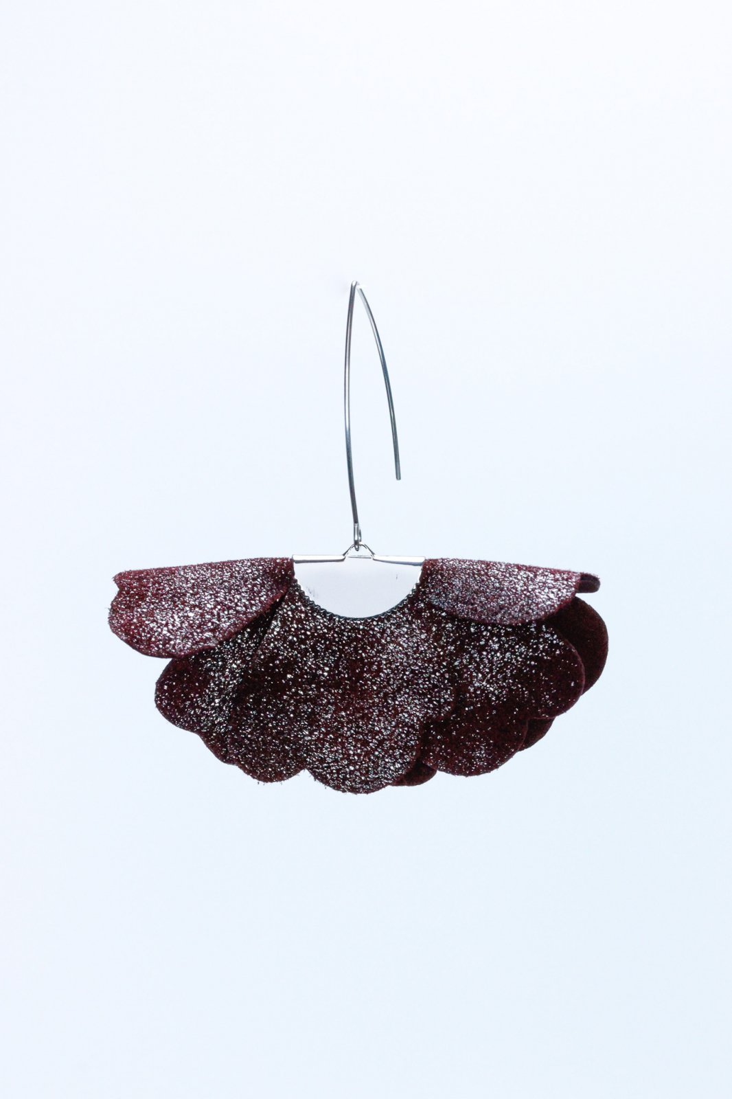 Small flower earrings - Plum with silver glitter