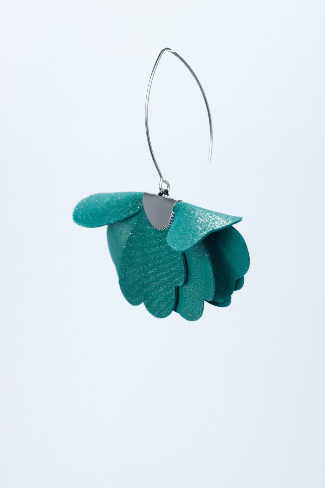 Small flower earrings - Green with glitter