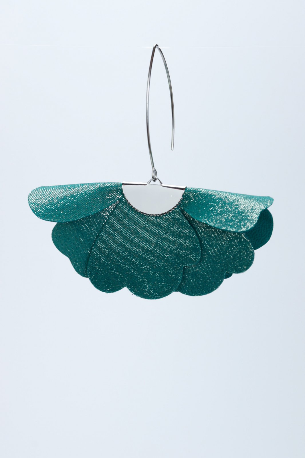 Small flower earrings - Green with glitter