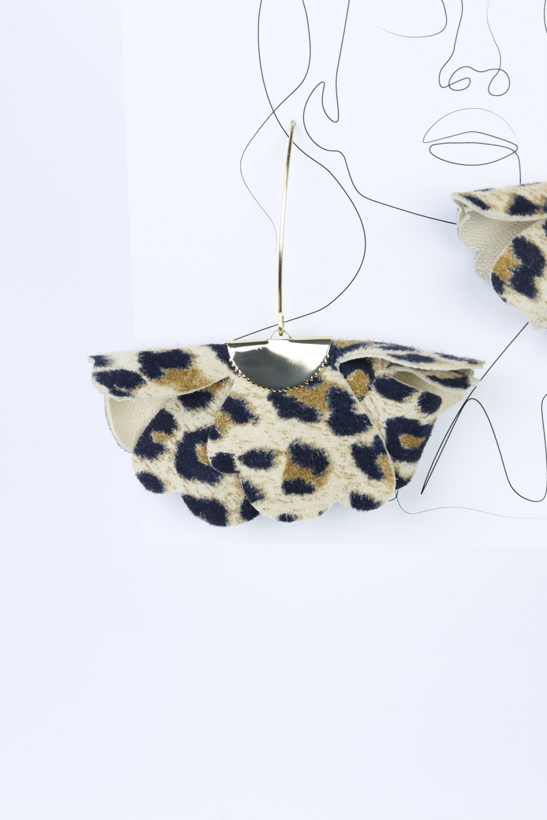 Small flower earrings - Animal leopard print