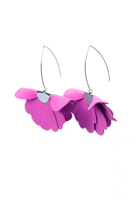 Cercei floare mica - Roz orhidee