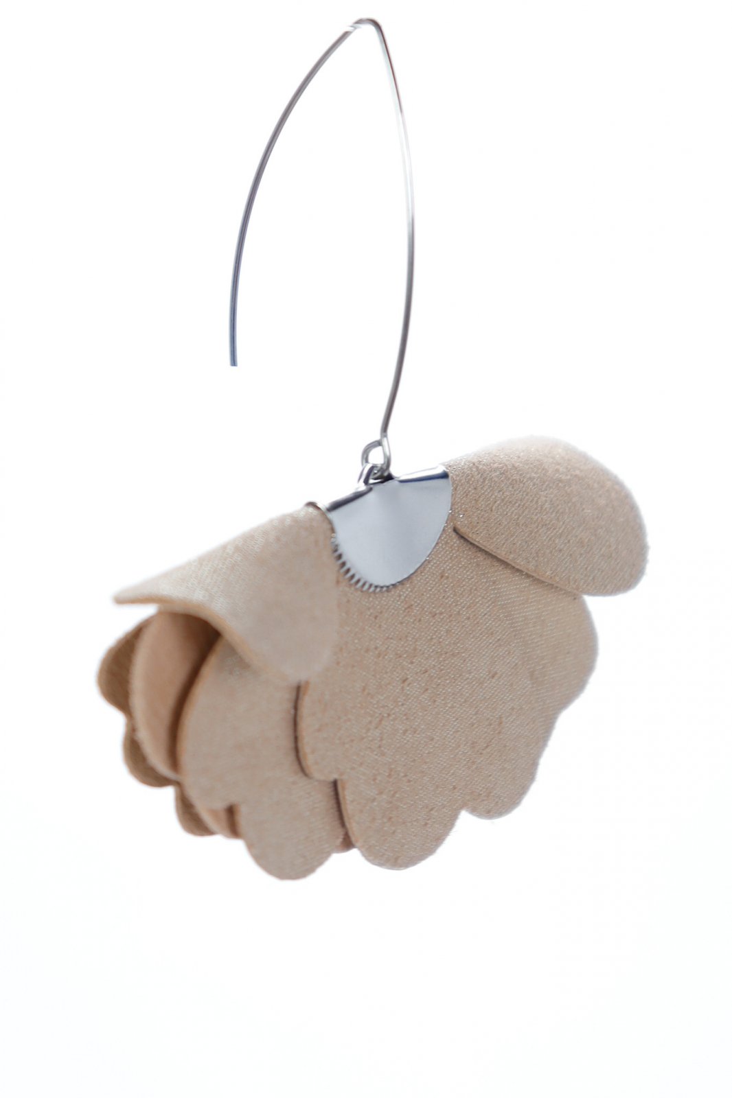 Small flower earrings - Beige with glitter