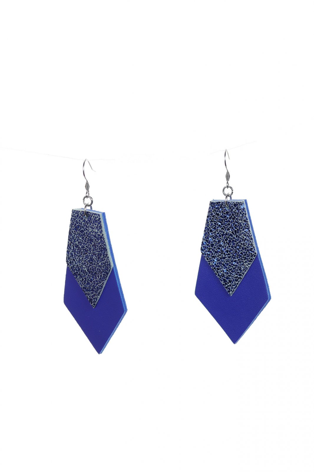 Geometric Earrings - Blue + Metallic Blue
