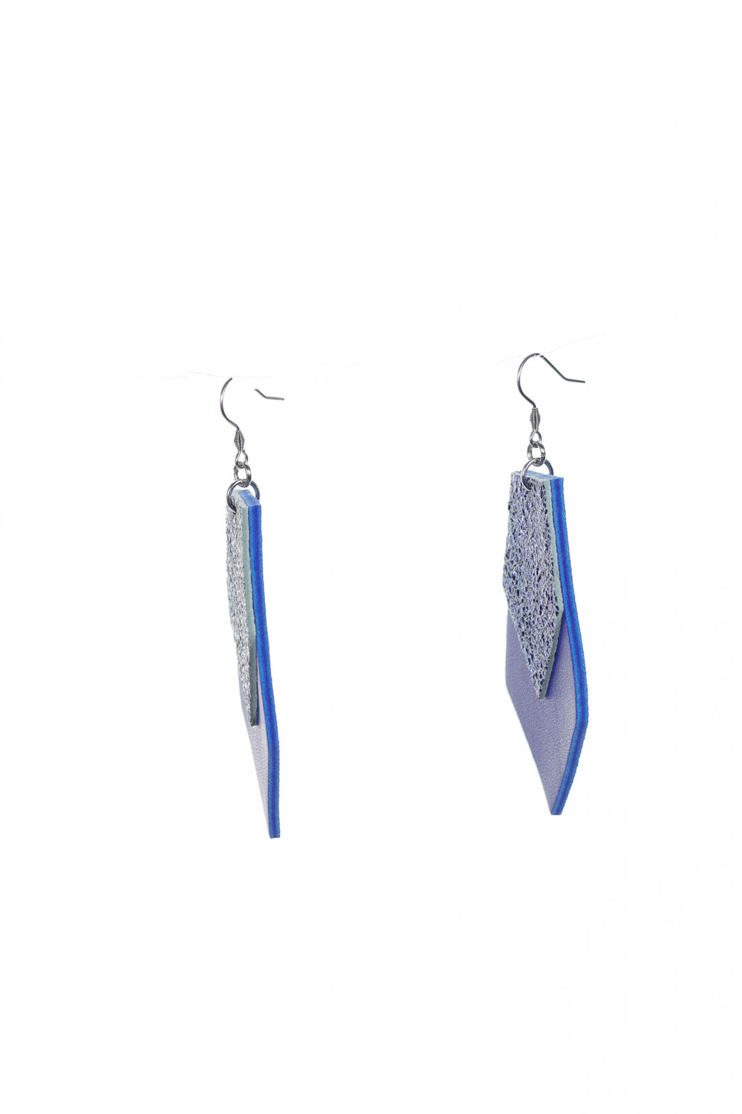 Geometric Earrings - Blue + Metallic Blue