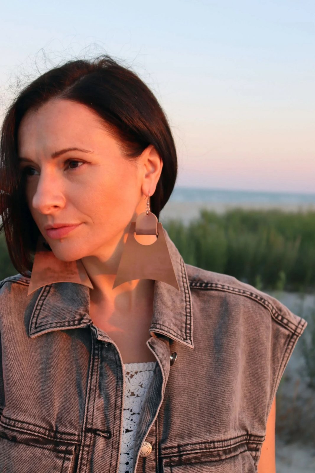 Geometric Earrings - Pearlescent Copper