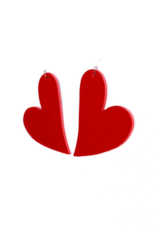 Heart earrings - Matte red
