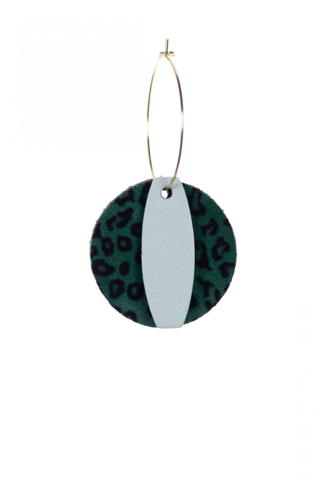 Cercei Mix&Match - Animal print verde + alb