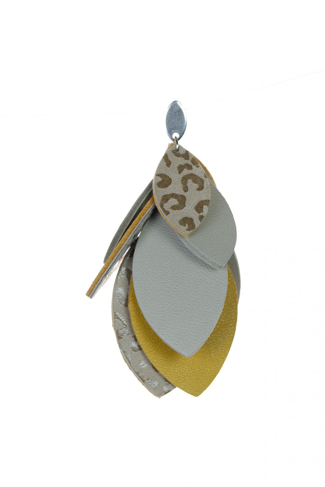 Cercei petale - Animal print + Galben + Gri