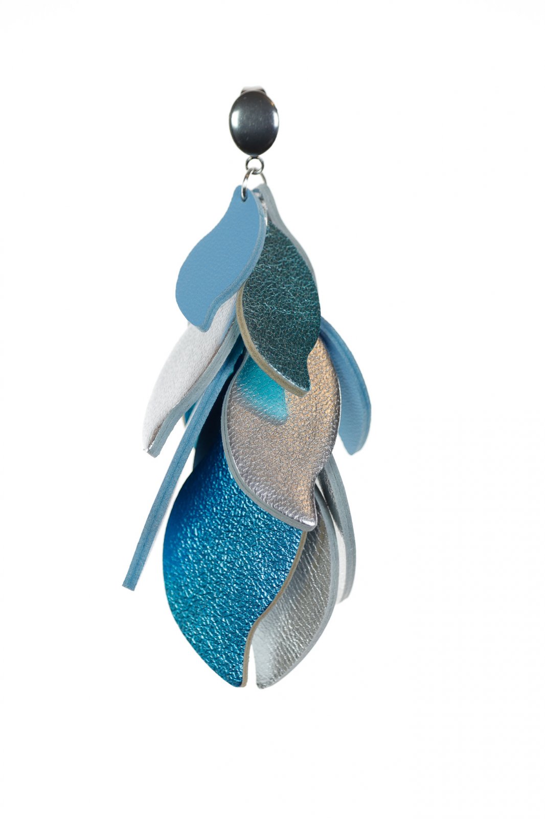 Petal Earrings - Metallic Blue + Silver