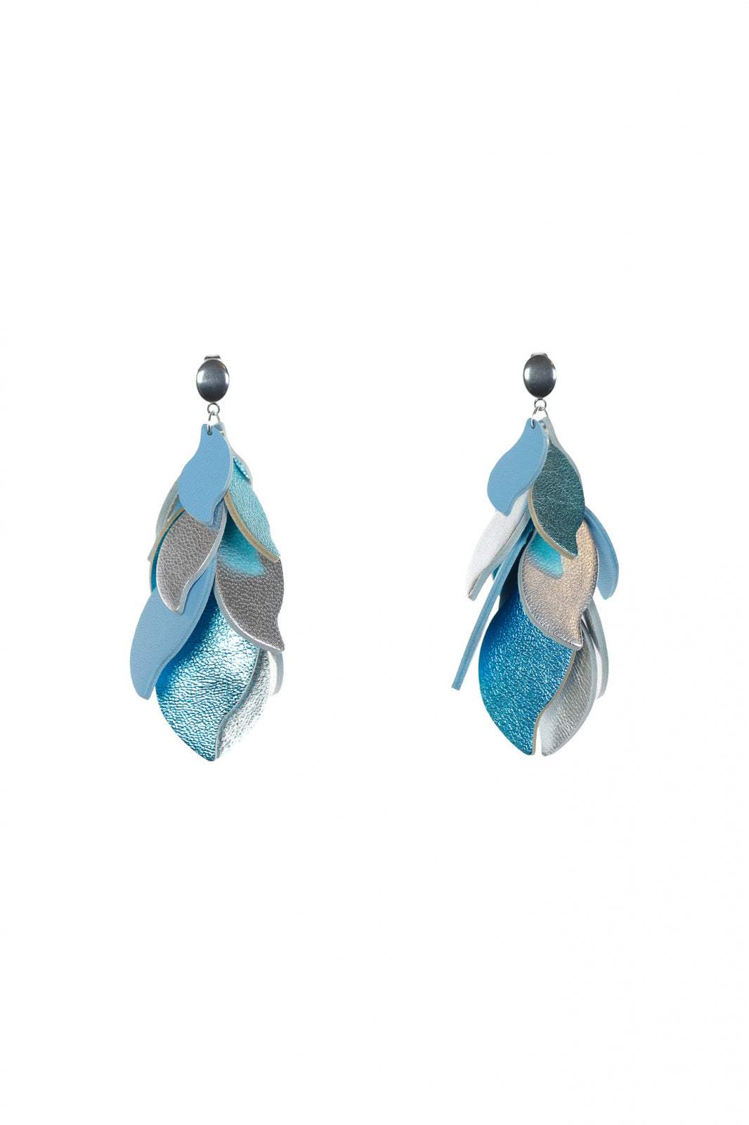 Petal Earrings - Metallic Blue + Silver