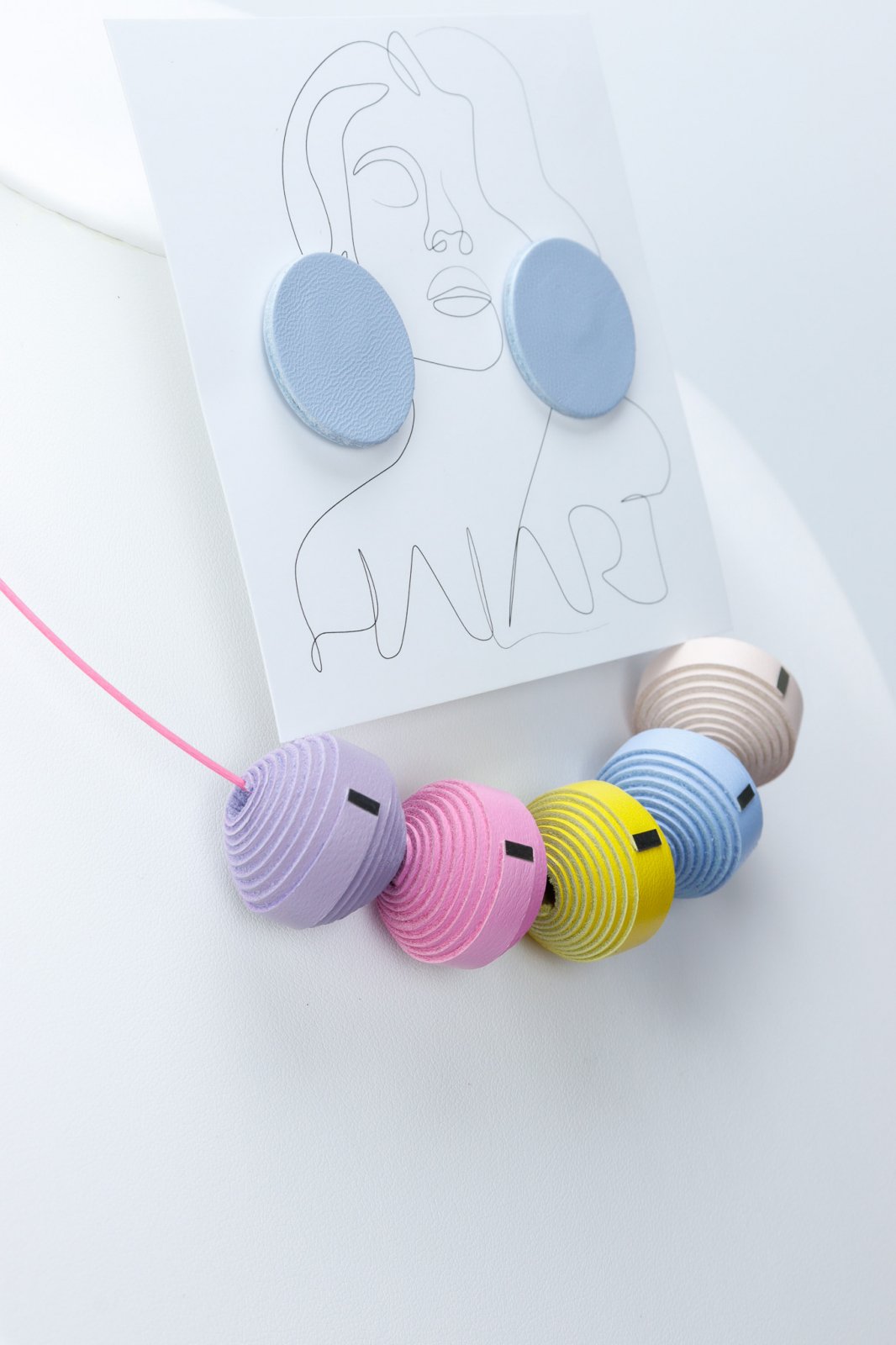 Pastel Sunset - Colier + cercei (599) din piele