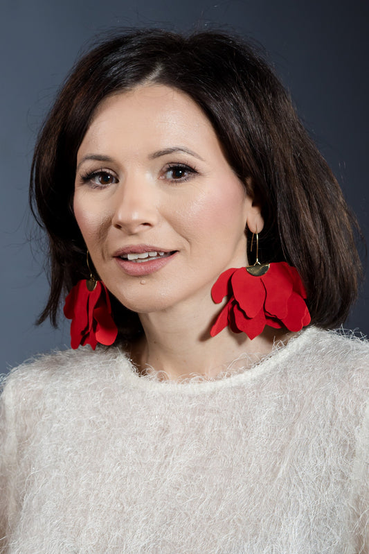 Cercei Floare Mare - Fiery Red