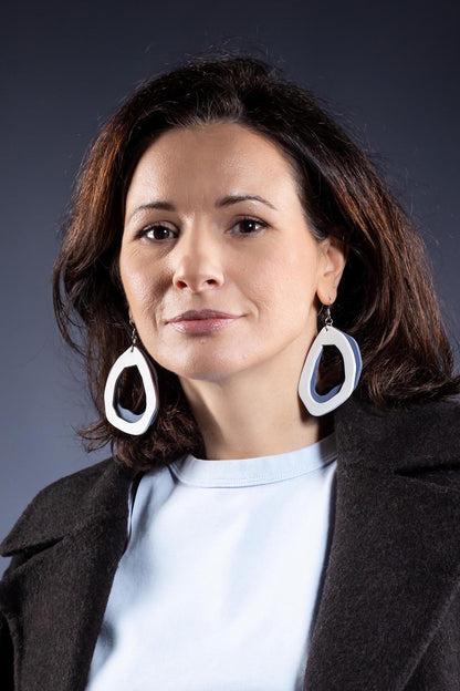 Cercei Fluid - Alb + Albastru cenusiu