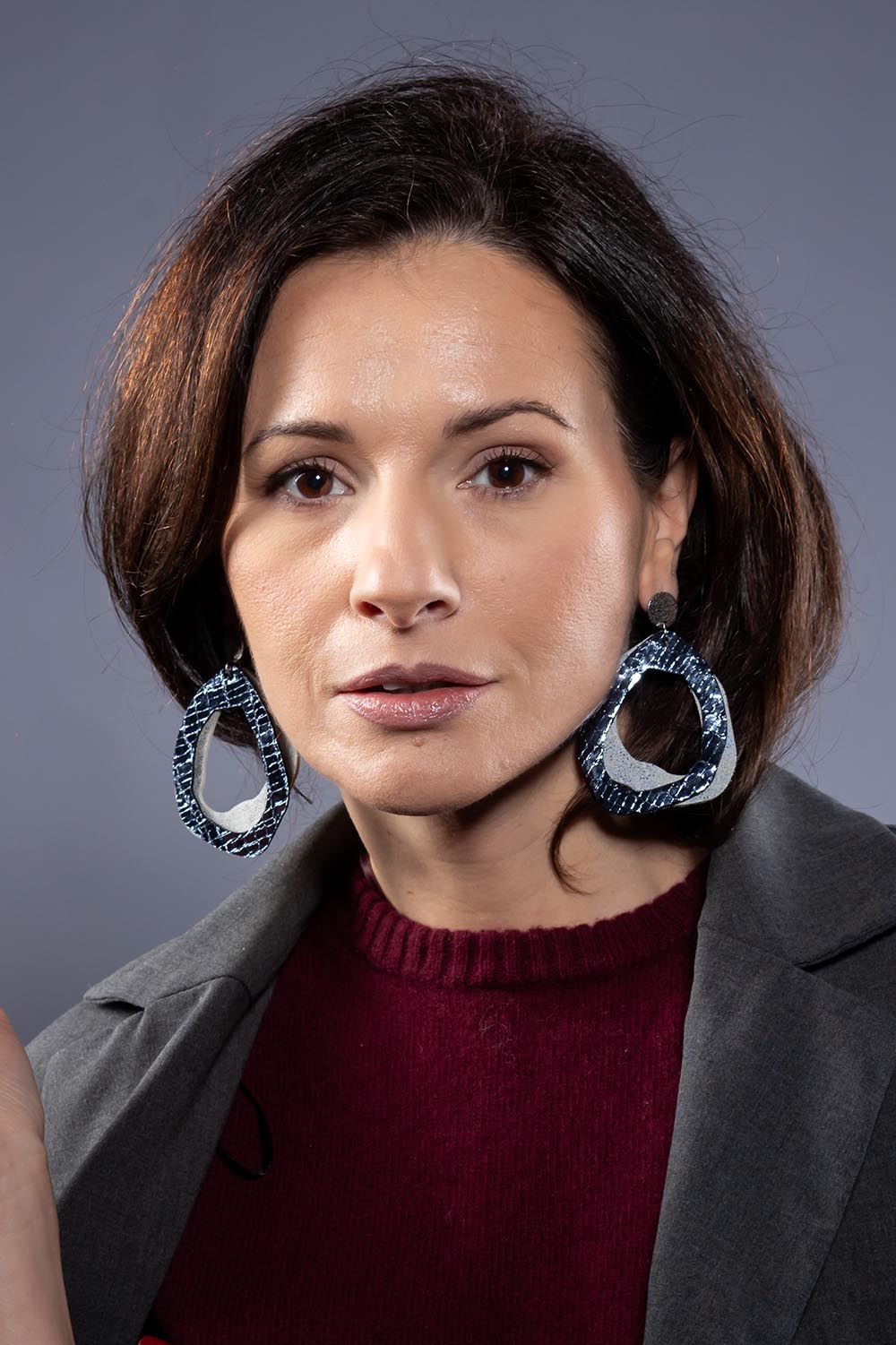 Cercei Fluid - Albastru metalizat + Gri Antracit