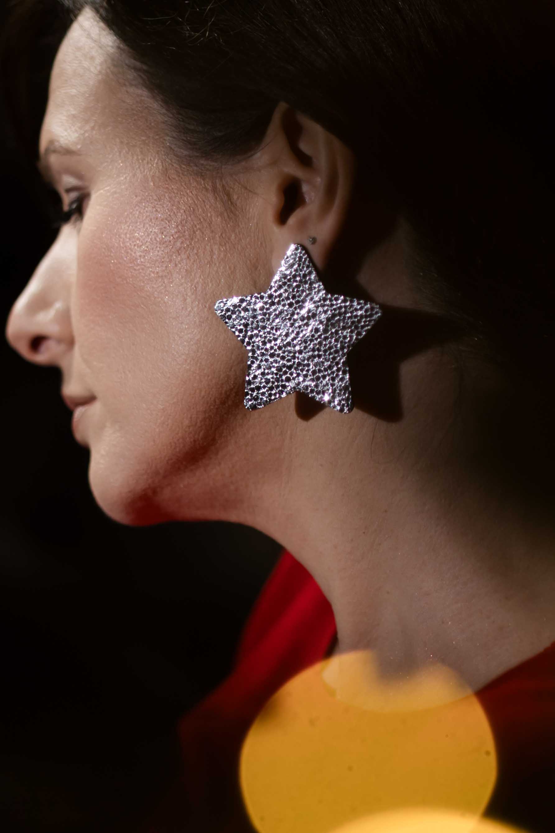Cercei Stea - Argintiu glitter