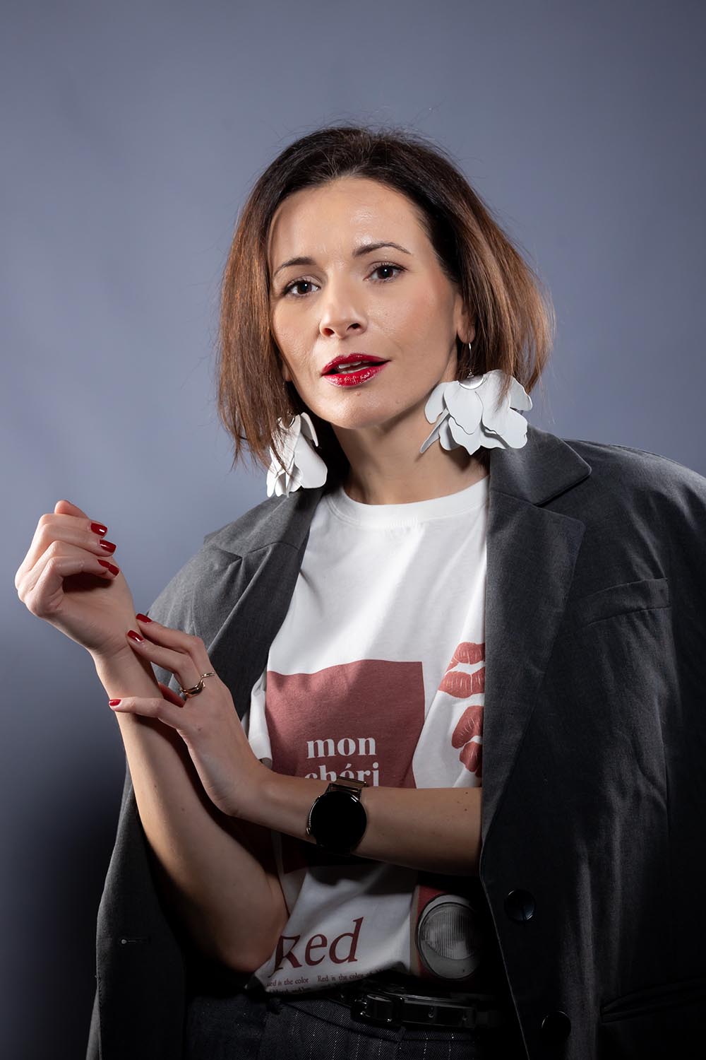 Cercei Floare Mare - Alb