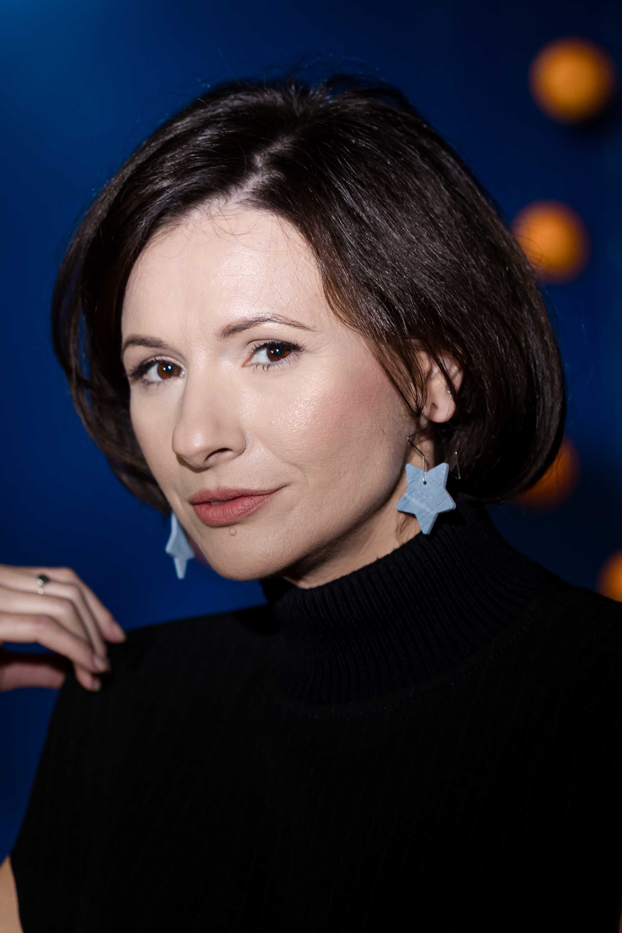 Cercei Stelute - Albastru cu sclipici