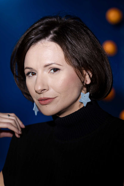 Cercei Stelute - Albastru cu sclipici