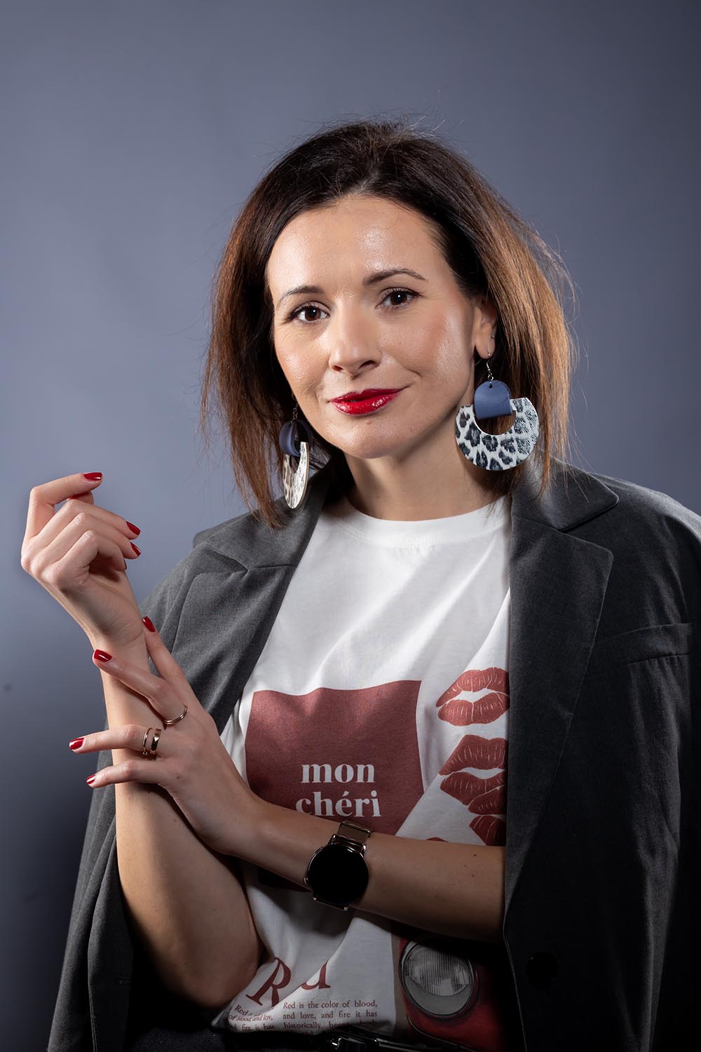 Cercei Halo - Animal print + Albastru