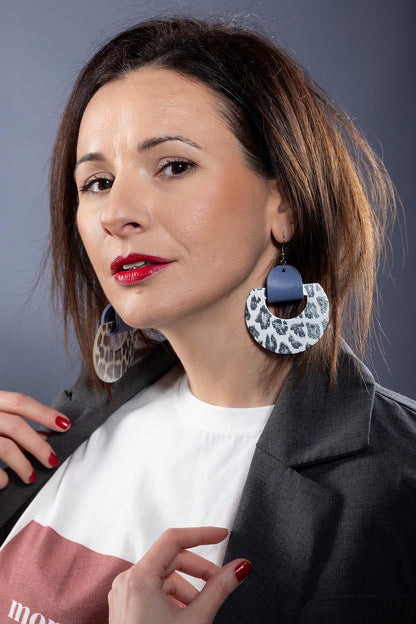 Cercei Halo - Animal print + Albastru