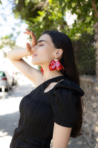 Cercei Peplum - Patent Red