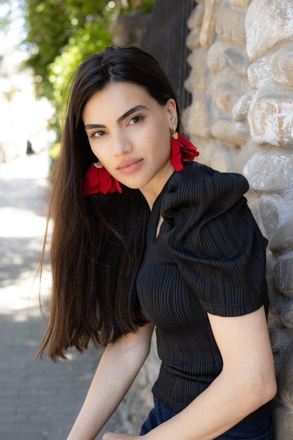 Cercei Peplum - Jungle Red