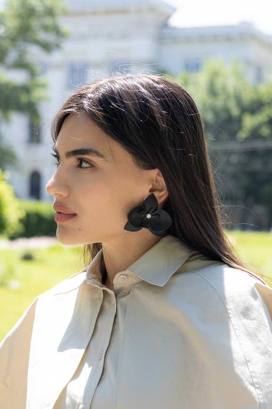 Cercei Orhidee - Negru